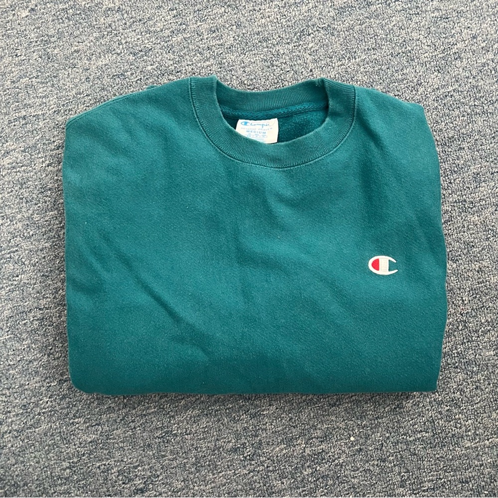 Champion Teal Reverse Weave Crewneck M